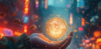 How Decentralized Currency Shapes the Future of Cross-Border Payments decentralized currency, shown with a hand with a lighted graphic bitcoin above it