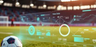 How Technology is Changing the Way We Track Football Scores Football scores in graphic over football field with ball in foreground