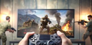 Behind the Crosshairs: The Technology Powering Aimbots in COD Warzone powering aimbots in COD, shown with player and TV, with virtual fighters