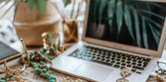 How to Secure Your Jewelry Ecommerce Site from Cyber Threats Secure your jewelry with ecommerce site, shown with necklaces and laptop