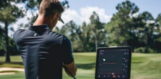 The Evolution of Golf: How Technology is Transforming the Game Digital tools transforming the game of golf, with golfer and tablet