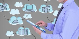 Atlassian Cloud Security 101: Who’s Responsible for What Atlassian Cloud security, shown with man with tablet and cartoon icons in background