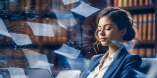 Compliance Management System: 7 Tactics to Overcome Regulatory Pitfalls Lawyer reviewing the Compliance Management System, with papers flying around