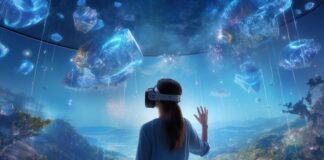 The Ultimate VR Space Journey in Toronto at Levelup Reality woman using VR in space, perhaps at Levelup Reality