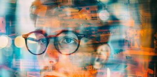 Hello! What Can I Do for You Today? Exploring NLP Solutions NLP solutions are improving AI to voice, shown with man's face through book images in foreground