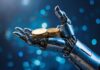 The Rise of AI and Machine Learning in Trading: What the Future Holds machine learning in trading, with robot hand holding bitcoins