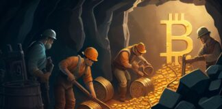 Fully Qualified Cloud Mining Platform: BCH Miner Helps You Earn USD Bitcoin mining platform illustrated with miners digging bitcoin with a B in the background