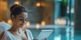 5 Spa Software Innovations Revolutionizing 2025 woman using spa software at a pool