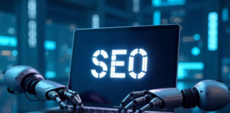 Unlocking the Future of Digital Marketing with AI SEO Tools AI SEO tools with robot hands on keyboard