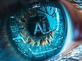 AI Battle: Why Apple Is Falling Behind AI battle between platforms, shown with closeup of eye, and AI reflectiion