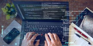 Securing CI/CD Pipelines at Scale CI/CD software development, shown with person on laptop