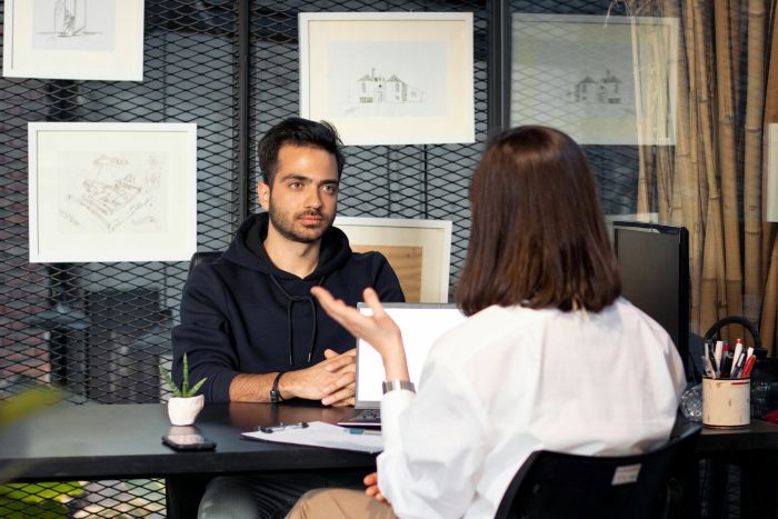 IT job interview with woman and man