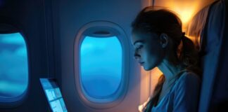 From App to Altitude: Advanced Tech Streamlines Private Jet Charters woman using advanced tech with her laptop on an airline flight