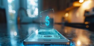 Crypto’s Potential Role in a Cashless Society smartphone with floating dollar sign to show cashless society