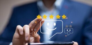 The Role of AI in Automating Customer Review Management customer review management on a smartphone with 5 stars above
