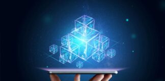 Partner with a Dynamics 365 Expert to Integrate Enterprise dApps man holding a smart device projecting digital blockchain dApps