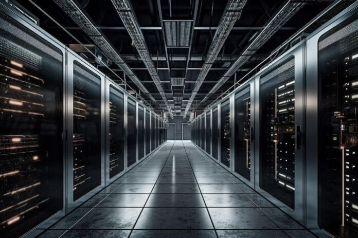 ethical hosting, shown with a large server room
