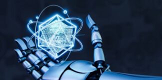 AI-Powered User Interview Analysis: Instant Answers and Themes interview analysis with a spinning graphic above robot hand