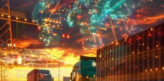 Dock Scheduling Software with WMS & TMS: Seamless Logistics Operations logistics operations fleet at sunset