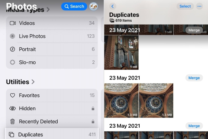 iPhone screenshot about how to organize photos