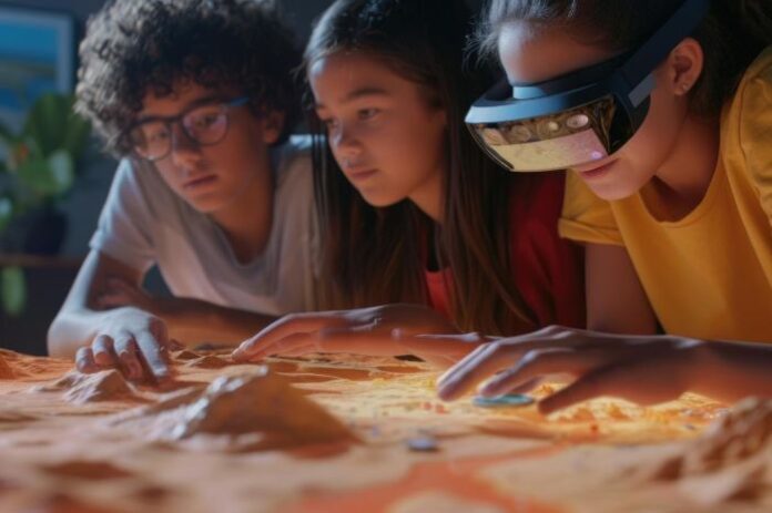 family using an app for scavenger hunts