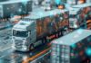 Smart Truck Parking: How Auto Tech Is Solving Safety & Cost Challenges smart truck parking with stylized lighted trucks in lot