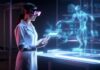 Revolutionizing Healthcare with Cutting-Edge Augmented Reality Solutions Augmented reality solutions with doctor wearing headset with virtual body