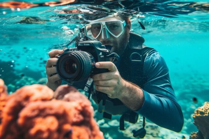underwater camera options, taking photo of reef