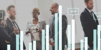 Driving Smarter Growth Through Financial Leadership financial leaadership people in background with graph in foreground