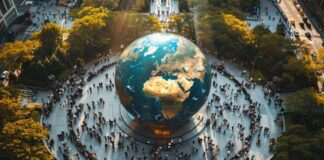 New M&A Playbook: AI-Driven, Geopolitically Aware, & Strategically Agile M&A playbook, geopolitically aware, with globe and people