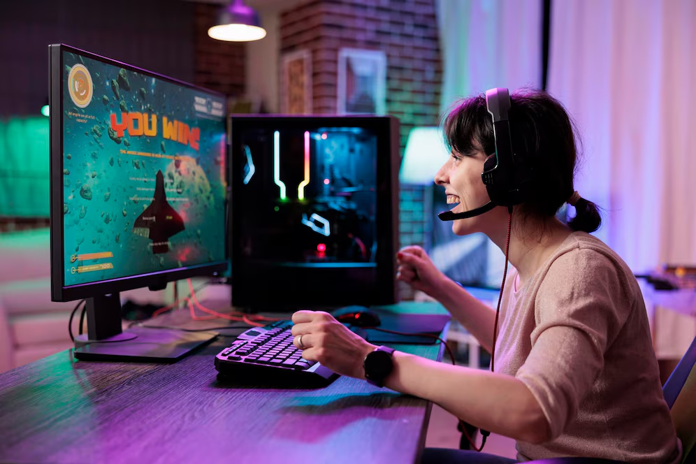 Female gamer using top-up deals to acquire more games