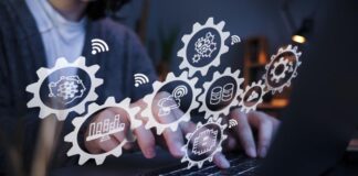 AI Agents at Work: How Intelligent Automation is Redefining Productivity intelligent automation with AI agents, shown with gears