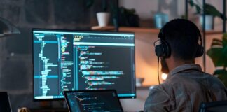 Vibe Coding: What It Is and What It’s Not man at computer doing vibe coding