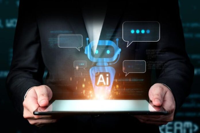 AI-powered outbound sales, shown with AI graphic on tablet