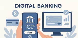 Easily Manage Business Transactions from Desktop or Mobile with One Unified Platform a man holding phone displaying bank application