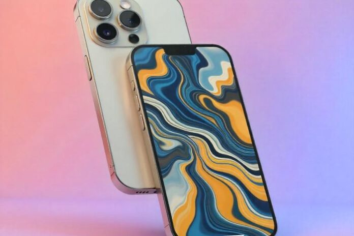 iPhone 17 two phones with image on screen