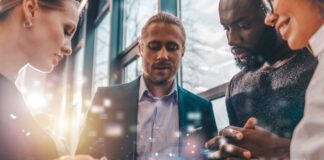 Tech-Savvy Professionals Turn to Smart Term Plans for Financial Security executives discussing smart term life insurance