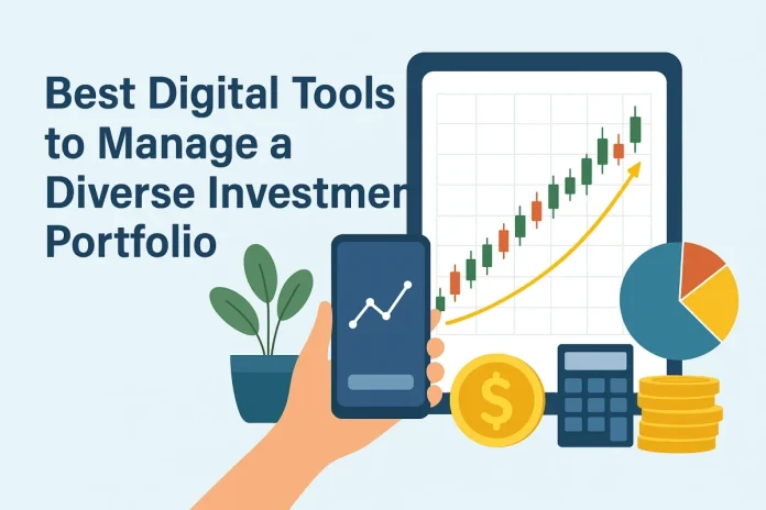 Illustration of Digital tools to manage a Diverse Investment Portfolio