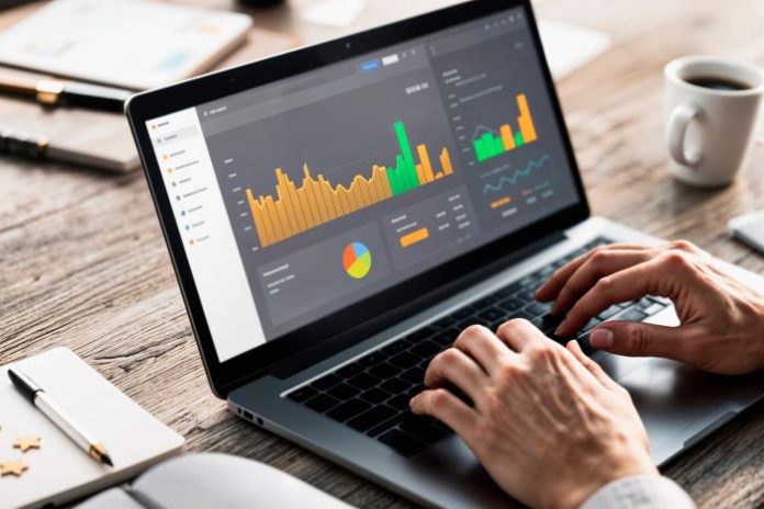 person looking at analytics dashboard