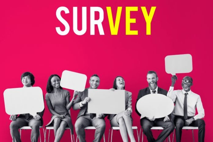 people taking survey to collect feedback