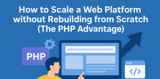 How to Scale a Web Platform without Rebuilding from Scratch (The PHP Advantage) Scaling PHP web platform illustration