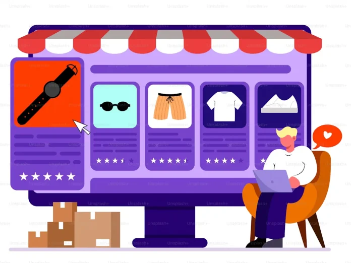 illustration of person doing online shopping