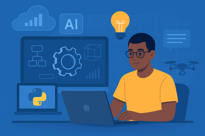 Engineer using AI cloud tools