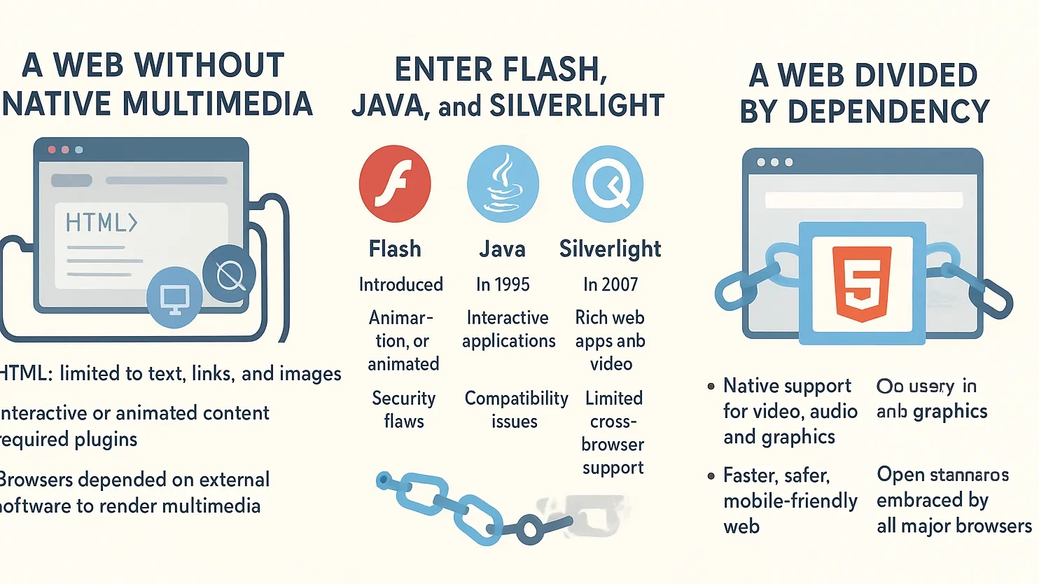 Pre-HTML5 web plugin dependency infographic