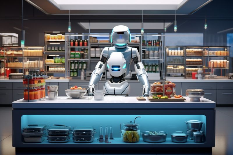 robot managing a grocery store