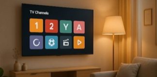 Streaming Chaos? Why I Ditched 5 Subscriptions for One Smart Nordic IPTV Setup A-user-browsing-a-simple-smart-Nordic-IPTV-interface-on-their-living-room-TV.