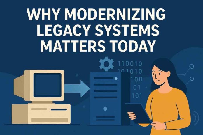 Modern legacy system upgrade illustration