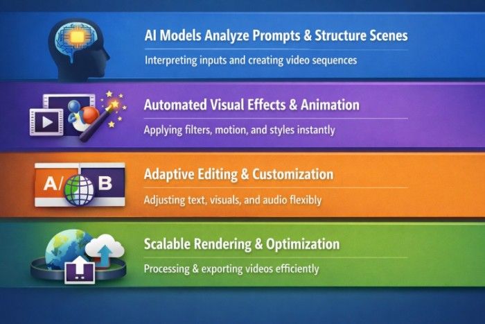 AI-powered video creation process infographic