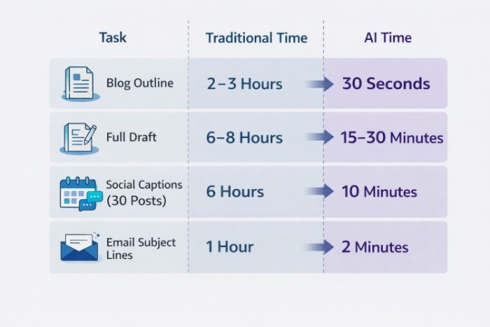 AI vs traditional content creation time