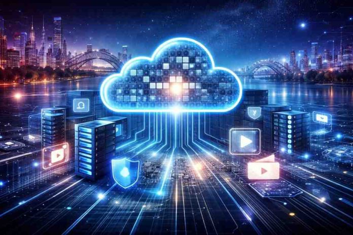 Futuristic cloud data network over Sydney